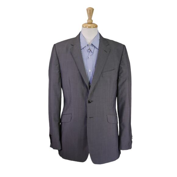 Duchamp London Men's Tailored Fit Solid Gray Wool Mohair 2-Btn Blazer 42L - Picture 1 of 10